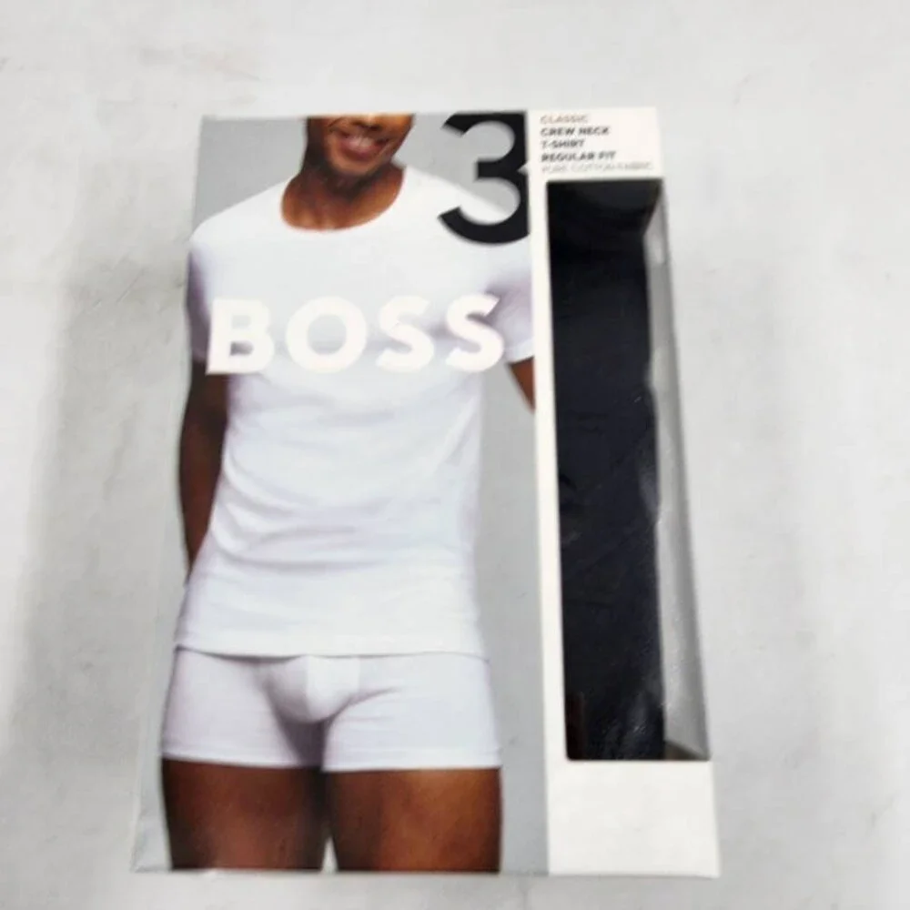 BOSS Cotton Crewneck Logo Embroidery T-Shirt Men's M Multi Short Sleeve - 3 Pack